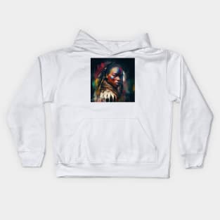 Powerful American Native Warrior Woman #1 Kids Hoodie